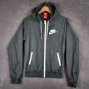 Nike Windrunner Jacket Womens Small Black Full Zip Hooded Windbreaker 904306-011